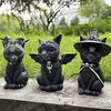 Outra decoração de casa resina resina figura figuras figuras magia negra gato ornamentos tabela arte presente original miniaturas fofas decoração de sala moderna 221007