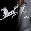 Brosches mode metall djur häst brosch stift mäns kostym skjorta lapel pins corsage badge lyx smycken kläder tillbehör