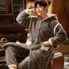Herren Nachtwäsche Flanell Warm Pyjama Koralle Fleece Nighthemd verdicken Herbst Winter Pyjama Anzug Homewear 221007
