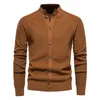 Cardigan de cor s￳lido de cor de cor de inverno de ebaihui Men com mangas compridas su￩ters de algod￣o urbano su￩ter de colarinho casual para masculino