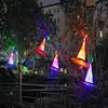 UPS Halloween gloeiende heksen hoed met LED -lichte buitenophanging boom gloeiende hoeden huizenfeest decoratie cosplay kostuum rekwisieten