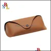 Sunglasses Cases Bags Wholesale Black Sun Glasses Case Retro Brown Leather Sunglasses Box Discount Fashion Eye Pouch Without Cleanin Dhd3E