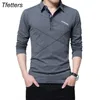 Mens Tshirts Feers Brand Men Long Shirt Urndown Stripe Designer Skjorta Slim Fit Löst Casual Cotton Man Plus Size 221007