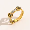 Fashionable Jewelry Designer Wedding Rings Women Letter 18K Gold Plated Stainless Steel Diamond Gemstones Ring Fine Finger Ring Love Wedding Supplies ZG1528