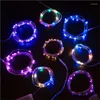 Strängar 1 m 10Led Copper Wire String Light Button Cell Batteridriven vattentät silver Mini Fairy Diy Lights Wholesale 100 st