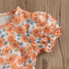 Kledingsets Girl Set Bloem afdrukken Korte mouw Ronde hals shirt en denim shorts tweedelig pak voor verjaardagsfeestje Vakantie 1-6y