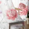 Tenda Rosa Fiori ad acquerello Finestra retrò Tende in tulle per soggiorno Camera da letto El Decorazione di lusso velata