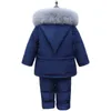 Manteau en duvet enfants hiver doudoune combinaison 2pcs enfants enfant en bas âge fille garçon vêtements manteau pantalon costume chaud parka bébé salopette ensembles de vêtements 221007