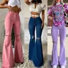 Jeans pour femmes Skinny évasé taille haute couleur unie genoux trou serré Denim pantalon lavé sauvage élégant Chic Sexy gland ourlet pantalon 221007