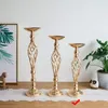 Candle Holders Gold Flowers Vases Road Lead Table Centerpiece Metal Stand Pillar Candlestick For Wedding Party Home Decore