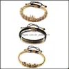 Bracelets De Charme 3Pcs / Set Hommes Bracelet Bijoux Couronne Charmes Rame Perles Bracelets Tressage Homme De Luxe Pour Les Femmes 105 R2 Drop Delivery 202 Dhpqz