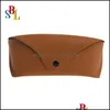 Sunglasses Cases Bags Wholesale Black Sun Glasses Case Retro Brown Leather Sunglasses Box Discount Fashion Eye Pouch Without Cleanin Dhd3E