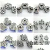 Charmes 100 Pcs / Lot Effacer Fl Strass Zinc Curseur Charmes Bricolage Accessoires Collier Pour Animaux Bracelet Porte-clés Coeur Couronne Croix Fleur Étoile Dhzm2