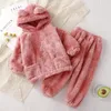 Комплекты одежды Зимние мальчики для девочек Девочки наборы одежды для малышей младенцы двойные плюшевые пальто и брюки 2 шт. Дети теплый костюм Дети пижамы 221007