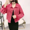 Jackets femininas Candy Color Crop Crop Jenim Jacket Women Moda coreana solta bolso grande bolso básico Jean Coats Streetwear