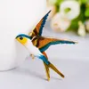 Fashion Flying Swallow Pendant Necklace Cute Blue Enamel Bird Brooch Bridal Wedding Party Anniversary Mother's Day Gift Jewelry