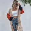 Women's Knits Tees Ladies Patchwork Full Sleeve Knittwear Casual Long Cardigans Women Sweater Female Loose Thin Knitted Coat Women Cardigan Female 221007