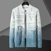 Sweaters 2022 Gradient Letter Printing Cardigan Men Sweter Korean Coat Designer Autumn Fashion Knit Jacket Y2210