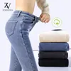 Jeans Femmes Zoenova Hiver Épais Velours Femmes Taille Haute Skinny Simple Polaire Chaud Slim Fit Stretch Dames Casual Denim Crayon Pantalon 221007