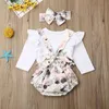 Clothing Sets 0 24M Infant Baby Girl Clothes Long Sleeve Tops Romper Flower Bib Shorts Outfit Set 221007