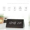 Interior Decorations 3 In 1 Wooden Car Clock Electronic LED Time Display Temperature Humidity Detect Auto Watch Decoration Ornament For Home