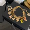 Hänge halsband 18k guldpläterad mässing koppar halsband mode kvinnliga designer dubbel bokstav halsband choker pendel kristall pärla bröllop smycken