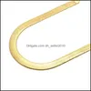 Цепи шириной 10 мм змеиной цепь с желтым золотом мужчины Заглавное колье для елочки 60 см 2072 Q2 доставка 2021 Ювелирные изделия Hearkl dhz0t