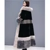 Mulheres de casaco comprido de pele feminina encapuzada 2022 Autumn Winter Fashion Plus Tamanho Faux Faux elegante e quente e quente ladras casacos Tide Tide