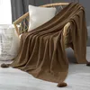 Nić kocowa z Tassel Solid Beige Grey Coffee Rzut do łóżka Sofa Home Tekstyle Moda Cape 130x170CMkNED 221007