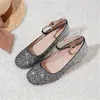 Flat Shoes Children Leather Breathable High Heels Princess Girls Dress Dance Party Crystal Baby Kids 02