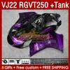 OEM Verkleidungen Tank für Suzuki RGV250 SAPC VJ22 RGVT250 RGV-250 VJ 22 160No.164 RGV RGVT 250 CC 90 91 92 93 94 95 96 RGVT-250 1990 1991 1992 1993 1995 1996 Verkleidung lila Flammen