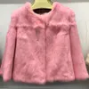 Women's Fur Faux Women Natural Rabbit Jacket Autumn Winter Warm Casual Short Coat Fashion Round Neck Long Sleeve Thin Outerwear Wholesale 221006