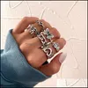 Andere sieraden Sets Fashion Punk Ring Set Geometrische Twist Minimalistische sieraden Metal Circar Golden For Women Street Dance Accessiory 164 DH1BF