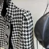 جاكيتات المرأة مصممة أزياء مصمم الأزياء Houndstooth سترة مقطوعة