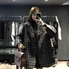 Damen Jacken Herbst Winter Dicke Vintage Hahnentritt Wollmantel Frauen Koreanische Lose Zweireiher Anzug Jacke Elegante Warme Stepp Oberbekleidung 221007