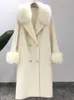 Dames bont faux oftbuy echte jas winter jas vrouwen natuurlijke kraag kasjmier wol melanges lange bovenkleding dames streetwear 221006