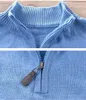 Tröjor Autumn and Winter New Men's Cotton Long Sleeve Sweater Casual Mock Neck Half Zip Fit Pullover Top 8504 Y2210