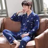 Vêtements de nuit pour hommes Automne Hiver Pijama pour hommes Lounge Pyjamas Bleu Bedgown Accueil Vêtements Homme Chambre PJ Coton Pyjamas 221007