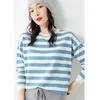 Women's Knits Tees Autumn and Winter Women Cashmere Wool Blended Sweater Classic Oneck Striped Pullover Warm Loose Knit Bottoming Coat Ladies 221007