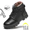 Botas de invierno de alta calidad para hombre, puntera de acero, zapatos de trabajo de seguridad a prueba de perforaciones, felpa cálida 221007