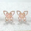 Boucles d'oreilles mignonnes femme cristal blanc pierre Vintage couleur argent mariage pour femmes luxe petit papillon