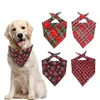 Chien Vêtements Chiens Bandana Noël Buffalo Plaid Flocon De Neige Pet Écharpe Triangle Bavoirs Foulard Costume Accessoires pour Petits Chiens Chats RRB16086