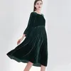 Casual Dresses Elegant Velvet Long Dress Women Three Quarter Sleeves Party Beach Holiday Autumn 2022 Vestidos