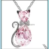 Pendentif Colliers Joli Cristal Chat Collier Femmes Clavicule Pendentif Chaîne Colliers Autrichiens 135 M2 Drop Delivery 2021 Bijoux Pendan Dhldf