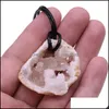 Pendant Necklaces Exquisite Natural Stone Pendant Necklace Agate Crystal Cluster Section Necklaces Jewelry Accessories Handmade Man W Dhb6Z