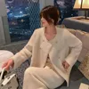 Cappotto da donna in pelliccia sintetica elegante doppio petto da donna coreano streetwear giacca corta blu da ufficio signora designer di lusso inverno 221007