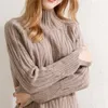 Women's Knits Tees Autumn and Winter Pure Wool Sweater Women's High Collar Loose Cashmere Pullover Thick Large Size Knitted Warm Sweater 221007
