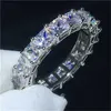 Sparkling Silver Wed Ring for Woman Promise Wedding Bridal Jewelry Gift