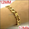 Link Chain 100% roestvrijstalen armbandketens mannen retro sieraden 18k goud vergulde t en Co Curb Cubaan 6/8/12 mm breedte 8 "inch 119 dhnmi