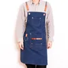 Aprons Canvas Bib Leather Chef Kitchen Apron Women's Men's Barista Bartender Pocket Household